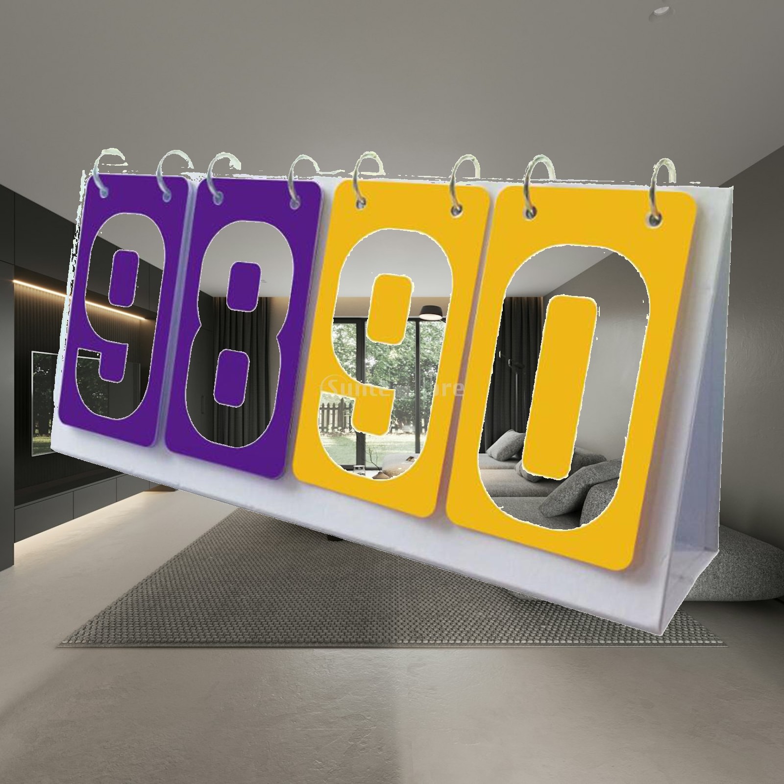 Scoreboard Digital - กระดานคะแนนแบบพกพา 4 หลัก สำหรับกีฬาในร่มและกลางแจ้ง ตัวเลขพลิกได้ วัสดุ