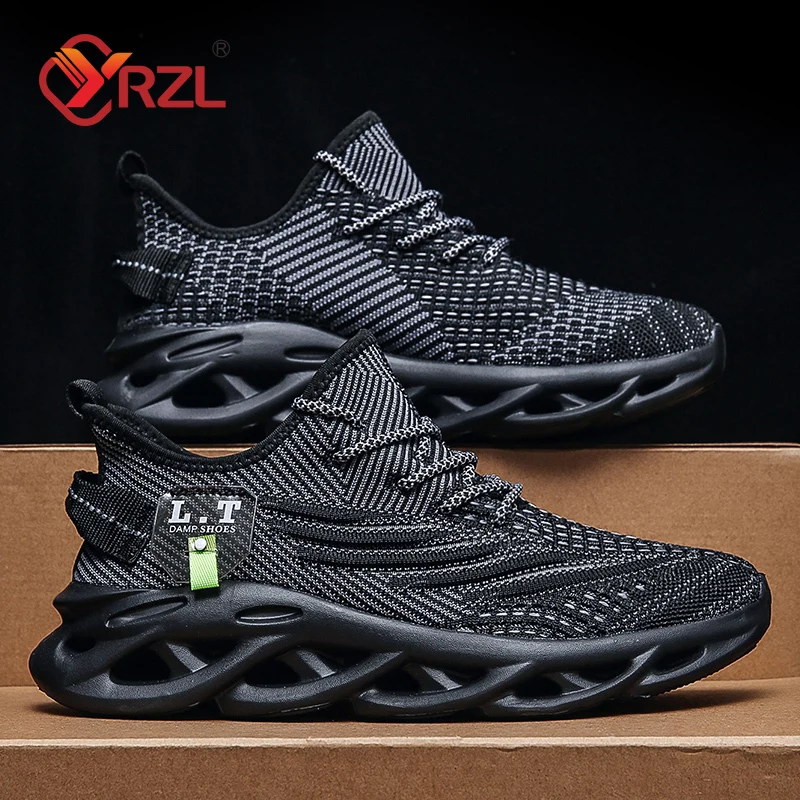 Badminton Shoes - YRZL ผู้ชายกีฬารองเท้าวิ่งสีดํารองเท้าสบายๆรองเท้าผ้าใบกลางแจ้ง Breathable ตาข่ายผู้หญิง Light Shock-absorption